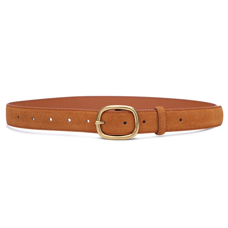 Women's Vintage Style Suede/Leather Waist Belt With Gold Buckle – Free Delivery