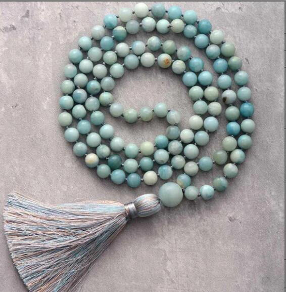 Charming Amazonite Necklace with Soft Tassel Accent