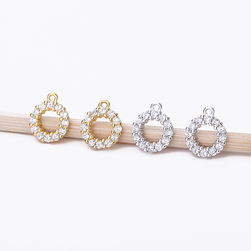 Fashion Round CZ DIY Earring Pendant 925 Sterling Silver Charm - Free Delivery