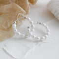 Elegant Natural Pearls Silver Hoop Earrings 925 Sterling  - Free Delivery