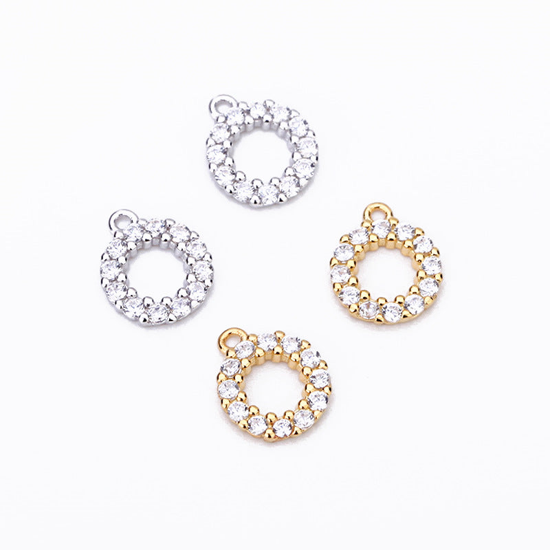 Fashion Round CZ DIY Earring Pendant 925 Sterling Silver Charm - Free Delivery