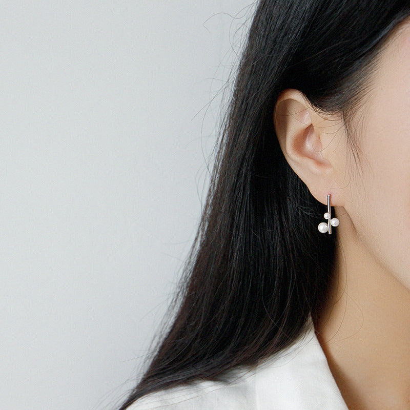 Wedding Shell Pearls Chandelie 925 Sterling Silver Earrings - Free Delivery