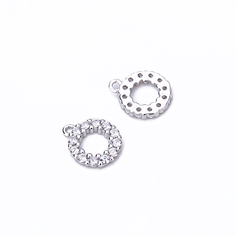 Fashion Round CZ DIY Earring Pendant 925 Sterling Silver Charm - Free Delivery