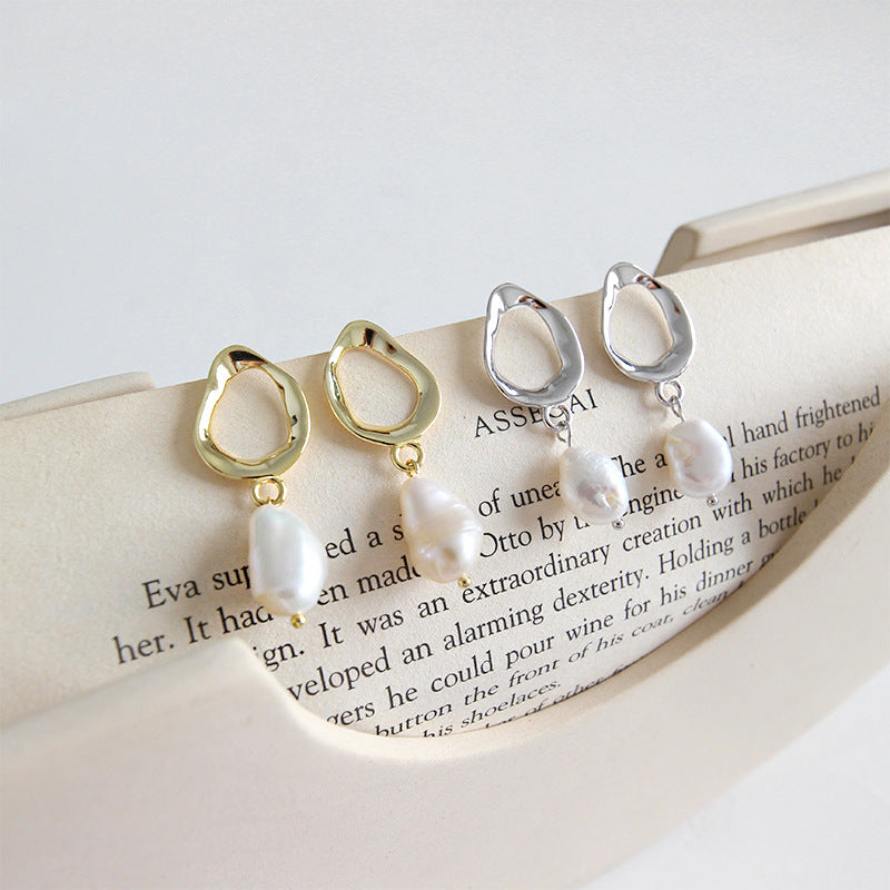 Natural Pearl 925 Sterling Silver Dangling Earrings