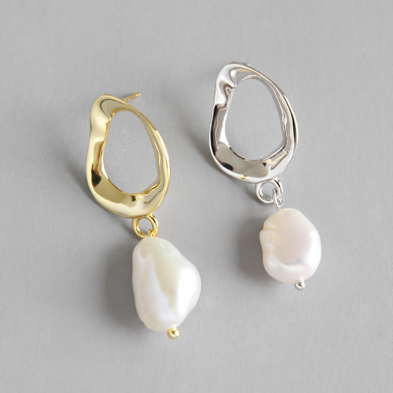 Natural Pearl 925 Sterling Silver Dangling Earrings