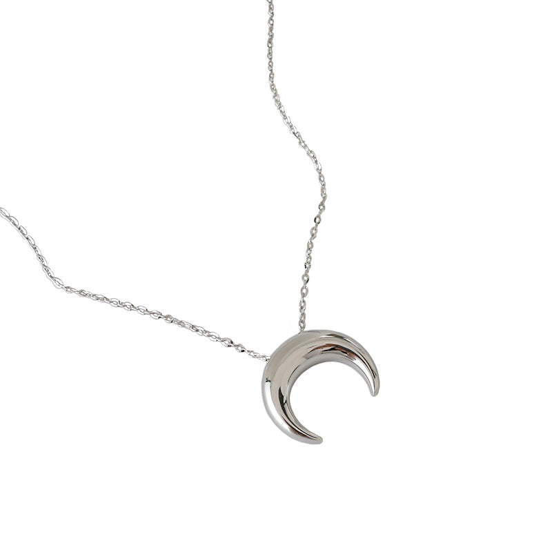 Women Crescent Moon 925 Sterling Silver Necklace - Free Delivery